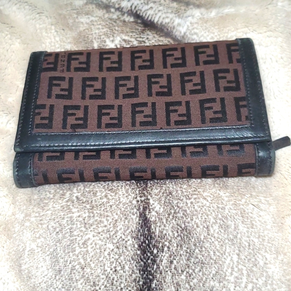FENDI BIFOLD WALLET Zucchino canvas brwn/blk